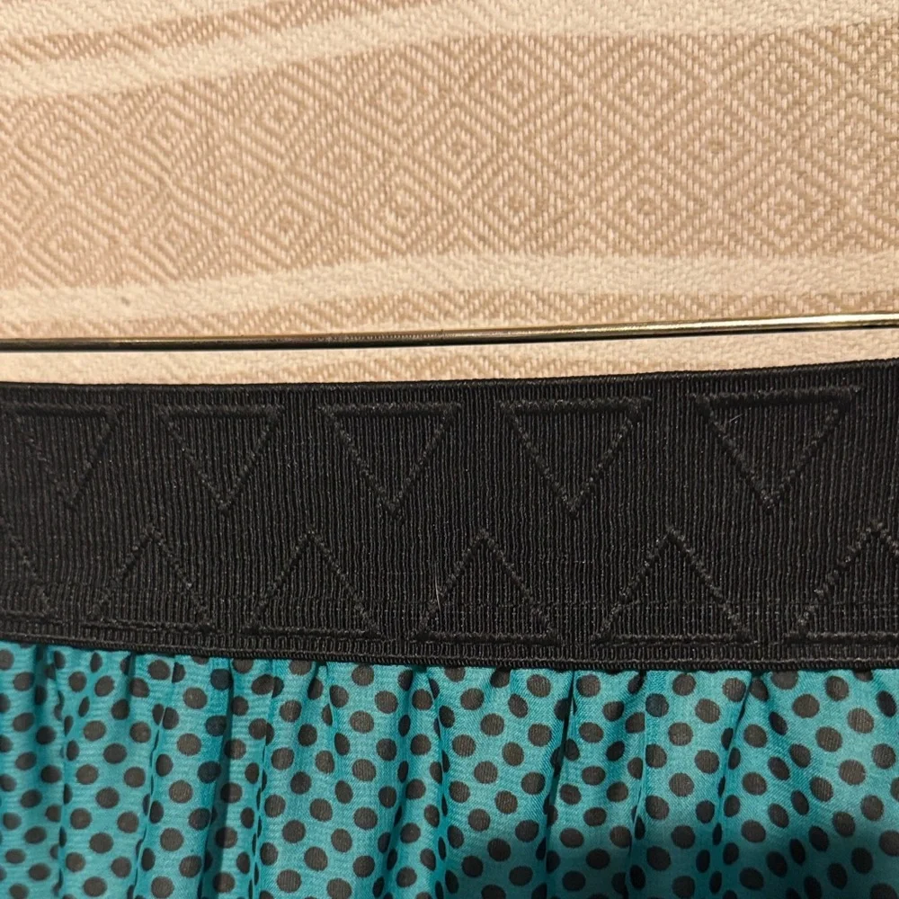 LuLaRoe Teal and Black Polka Dot Midi Skirt